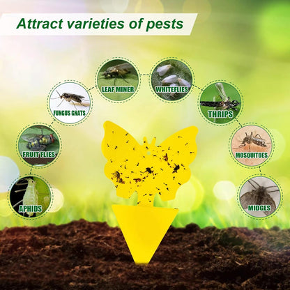 40 Pcs 5 Shapes Yellow Extremely Sticky Traps for Fungus Gnat, Fruit Fly, Fly, Whitefly, Flying Insect Catcher Traps for Houseplants, Kitchen, Indoor/Outdoor, Non-Toxic, Odorless, Pet and Kid Safe