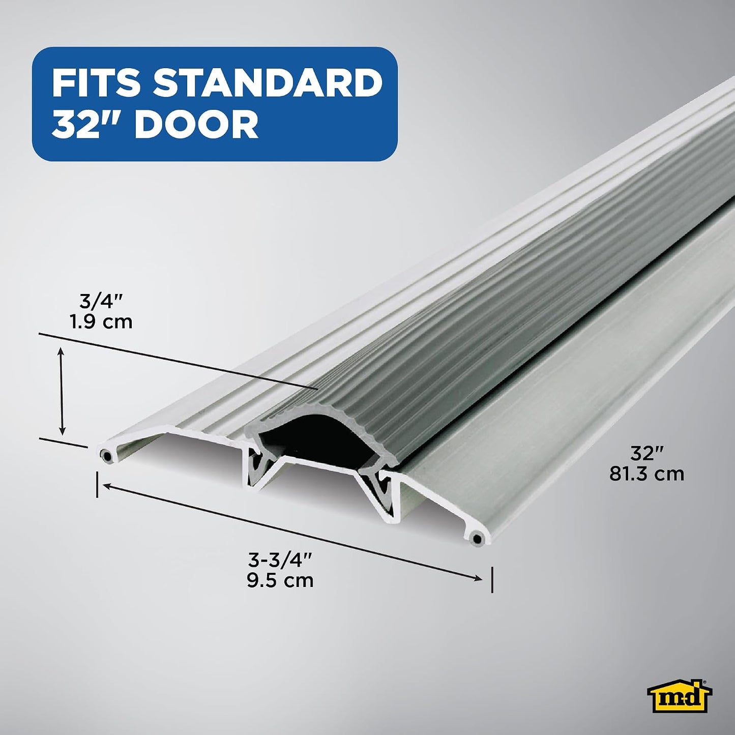 M-D Building Products 08102 3-3/4 in. x 3/4 in. x 36 in. Silver Aluminum and Vinyl Heavy-Duty Low-Profile Threshold