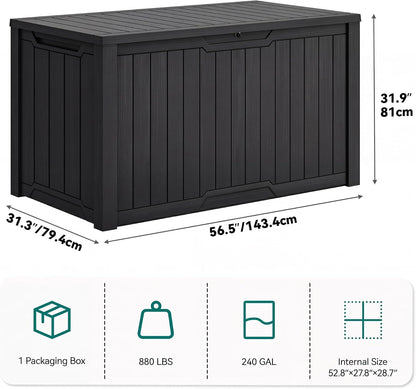 YITAHOME 31 Gallon Outdoor Storage Box | Resin Deck Box and Waterproof Package Delivery Box for Gardening Tools, Pool Supplies, Patio Furniture, Lockable, Taupe