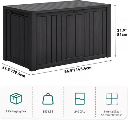 YITAHOME 35 Gallon Outdoor Storage Box | Waterproof Resin Deck Box and Package Delivery with Lockable Lid for Patio Furniture Cushions, Pool Accessories, Garden