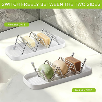 Multi-Purpose Wave Shampoo Bar Holder, Shampoo Bar Holder with Removable Drip Tray & Lather Net, Self Draining Quick Dry Bar Soap Holder for Shampoo Bars & Soap (3-Slot)