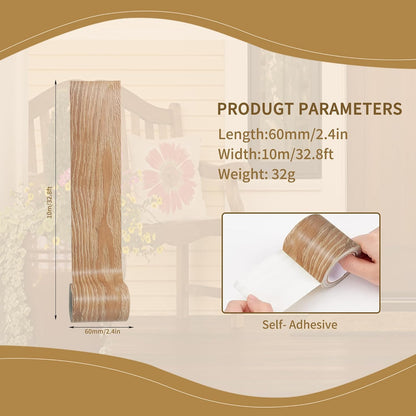 Wood Grain Repair Tape, 2" x 32ft Self Adhesive Tape for Furniture, Flooring, Cabinets, Doors, Windows, DIY Crafts - Durable, Easy to Use for Seamless Repairs