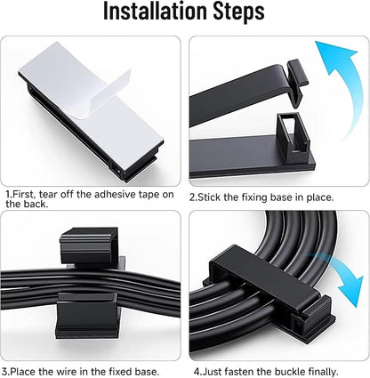 40 pcs Cable Clips with Strong Self-Adhesive, Outdoor Light Clips, White Cord Wire Clips, Nylon Cord Wall Finisher Wire Clamp for Home, Car, Office Desk Wire Management (White, XL-40 PCS)