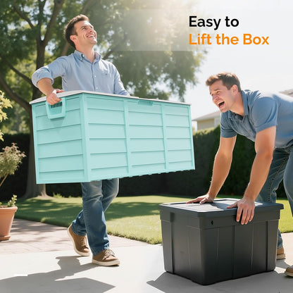 VINGLI 75 Gallon Outdoor Storage Box, Lockable Plastic Storage Containers with Lid, Patio Deck Box Furniture for Garden, Pool, Balcony, Yard (Coffee)