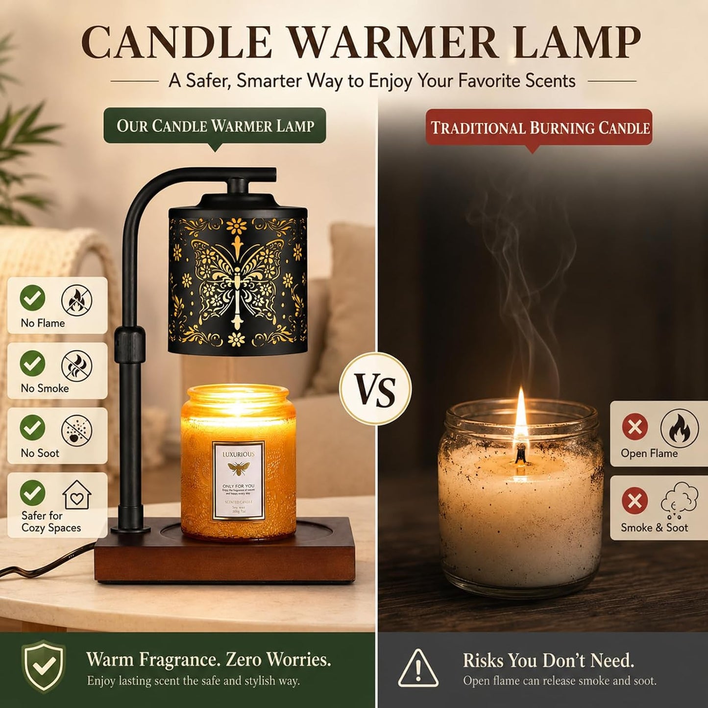 mocosa Candle Warmer Lamp with Adjustable Height Dimmable for New Home Decor Electric Candle Warmer for Jar Candles Birthday Gifts for Women Mom(Hummingbird)