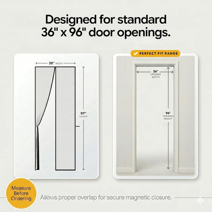 AUGO Magnetic Screen Door - Self Sealing, Heavy Duty, Hands Free Mesh Partition Keeps Bugs Out - Pet and Kid Friendly - Patent Pending Keep Open Feature - 38 Inch x 83 Inch