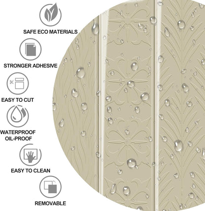 Alwayspon 10 Sheets 12x12inch Beige 3D Vinyl Backsplash Tiles, Self-Adhesive Peel and Stick Wall Tile Stickers Stick on Subway Tiles for Kitchen Bathroom Wall