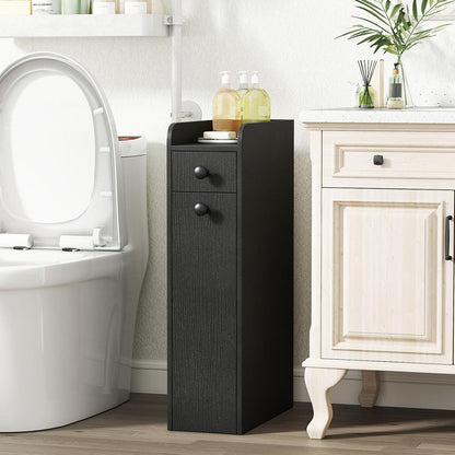 Tangkula Slim Bathroom Storage Cabinet, 4-Tier Narrow Small Side Storage Cabinet Next to Toilet, Slide Out Drawers on Casters, Bathroom Floor Organizer Toilet Paper Holder for Small Spaces (White)