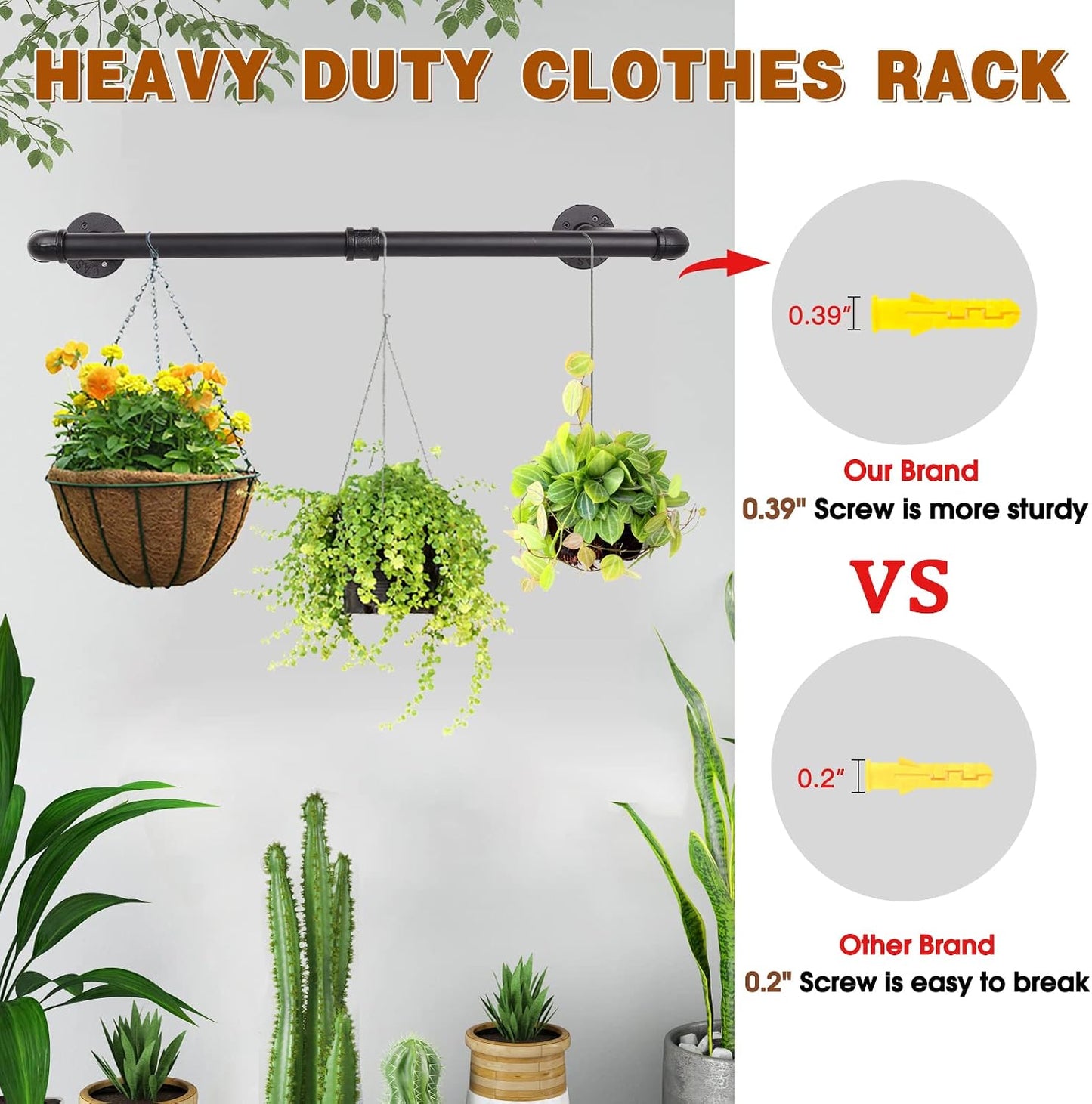 Gold Wall Mount Iaundry Drying Rack - 54" Pipe Garment Rack, Portable Heavy Duty Iron Closet Hanger Rod, Modern Metal Detachable DIY Hanging Bar for Laundry Room and Closet Storage
