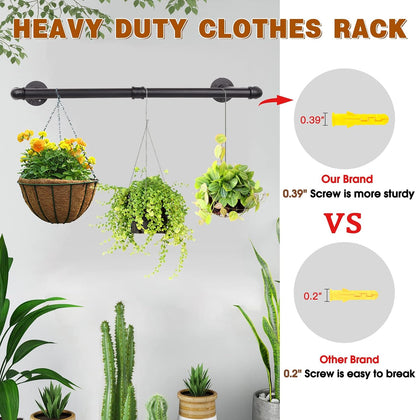 Gold Wall Mount Iaundry Drying Rack - 54" Pipe Garment Rack, Portable Heavy Duty Iron Closet Hanger Rod, Modern Metal Detachable DIY Hanging Bar for Laundry Room and Closet Storage