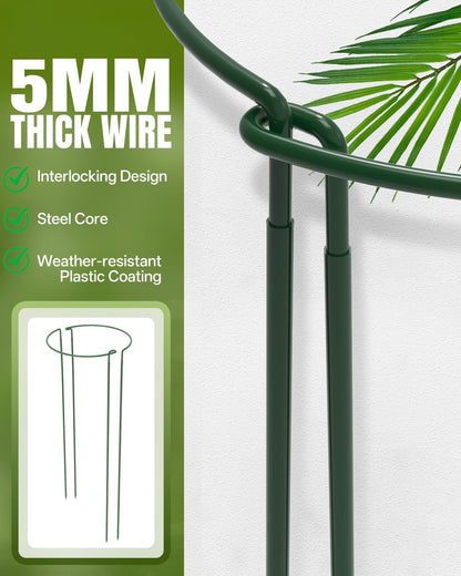 12 Pack 16 Inch Metal Plant Support Stakes for Outdoor Plants and Flowers | Peony cages and supports, Flower stakes, Includes 15 Pcs twist ties, Sturdy, Rust-proof, Easy to install, Durable
