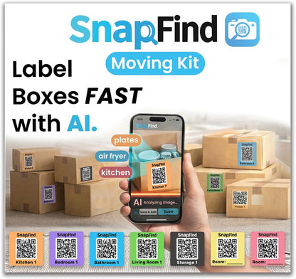Moving Labels for Boxes – 108 Smart QR Code Stickers with AI Auto-Labeling, No Typing – Color-Coded Moving Box Labels – iOS & Android App – 2.5" x 2.5"