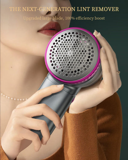 Fabric Shaver, 𝟮 𝗶𝗻 𝟭 Rechargeable Lint Remover with Brush, Large Sweater Shaver with Digital Display, 3 Speeds Lint Shaver, 6-Leaf Blades Lint Remover for Clothes, Sofa, Bedding, White