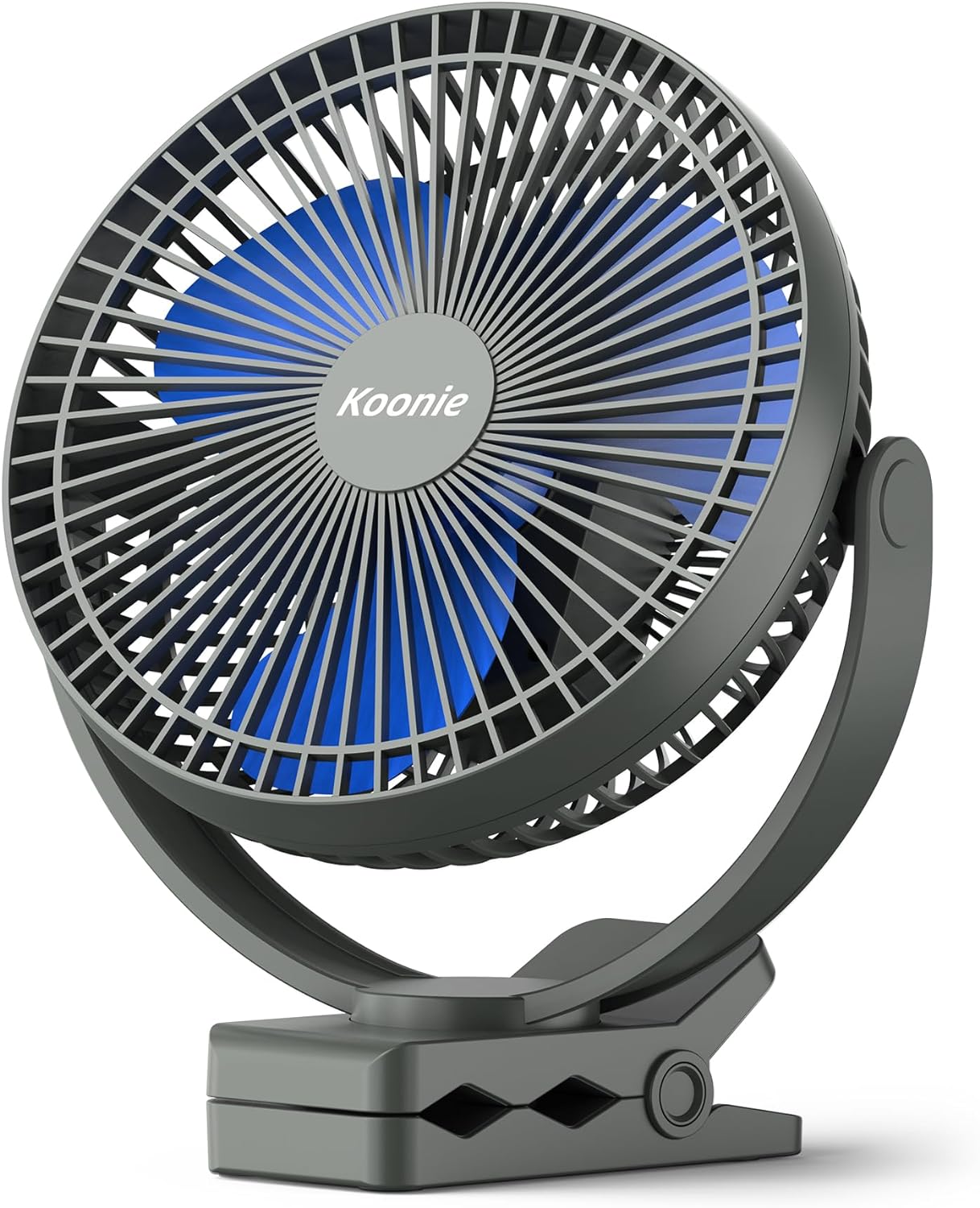 Koonie 8" Clip on Fan, 10000mAh Rechargeable Battery, Strong Airflow | 4 Speeds, Sturdy Clamp, Ideal Portable USB Desk Fan for Office, Golf Cart, Camping, Travel, Tent, Outdoor, Treadmill & Gym