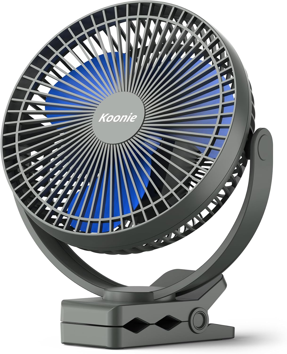 Koonie 8" Clip on Fan, 10000mAh Rechargeable Battery, Strong Airflow | 4 Speeds, Sturdy Clamp, Ideal Portable USB Desk Fan for Office, Golf Cart, Camping, Travel, Tent, Outdoor, Treadmill & Gym