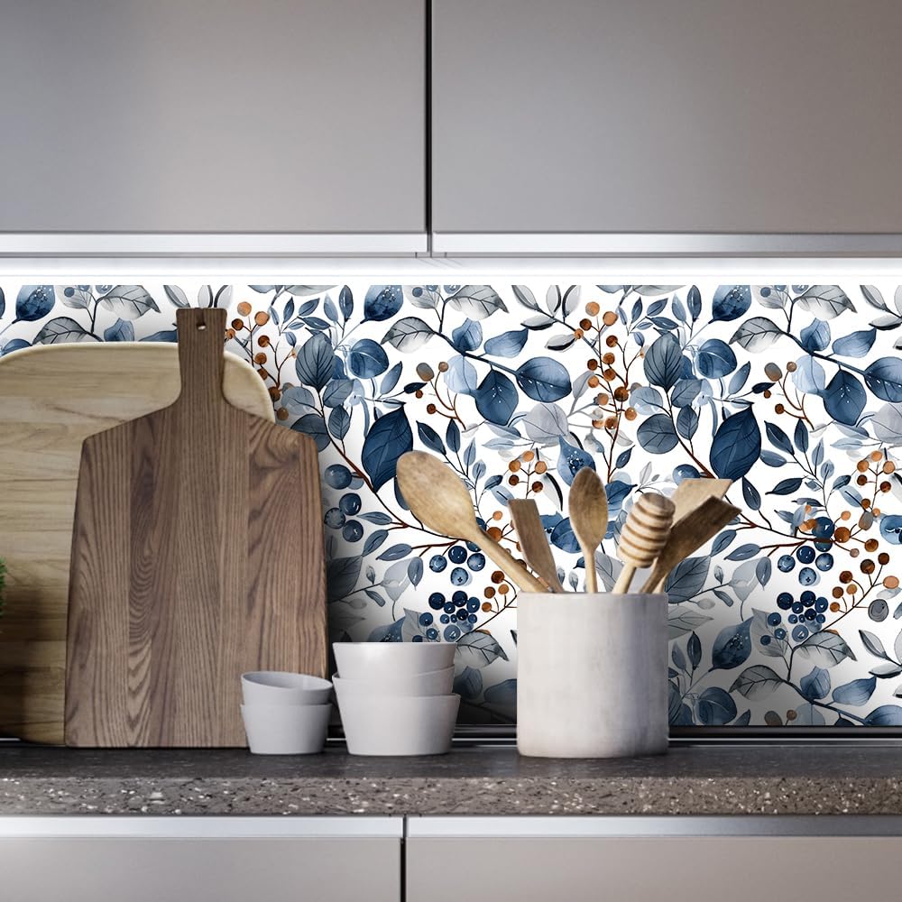 Floral Peel and Stick Wallpaper, 17.71" x 118.1" - Removable, Waterproof, Decorative Vinyl Wallpaper for Bedroom, Living Room