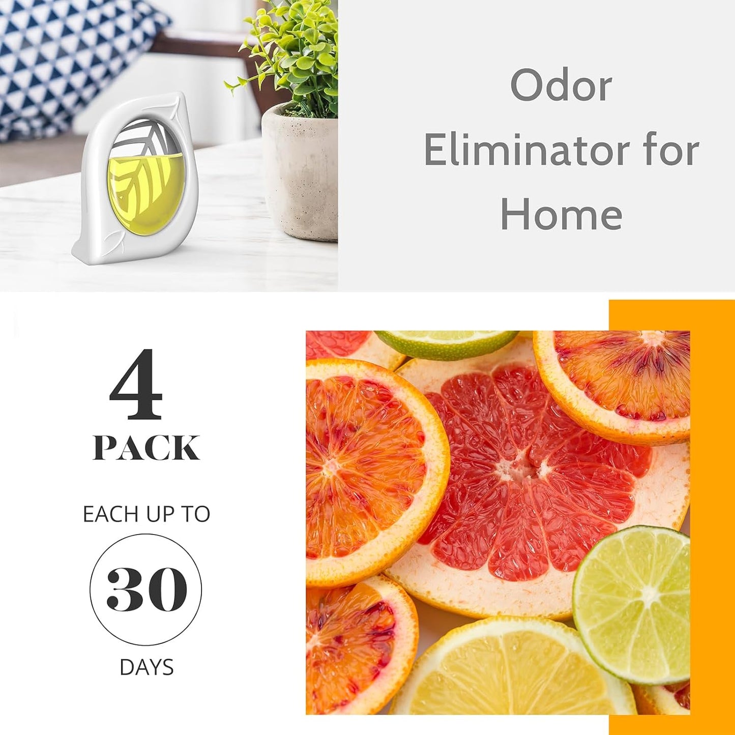 Air Freshener for Home, 4 Pack, Eucalyptus & Mint, Odor Eliminator for Small Area Closets Bathroom Pets Strong Odor, Up to 120 Days