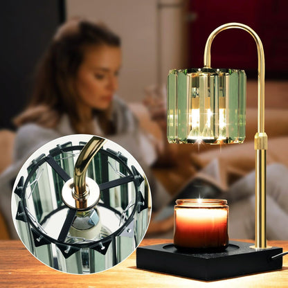 Yuichoy Candle Warmer Lamp with Timer, Dimmable Electric Candle Wamer Adjustable Height, Glass Modern Candles Melter Lamp, Gifts for Women Mom, Clear