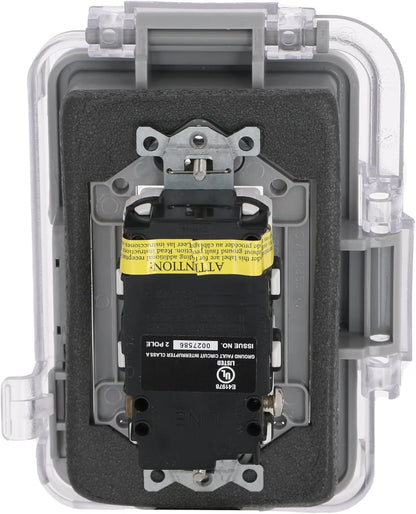 TAYMAC MKG420CS Nonmetallic Extra Duty Complete in-Use Cover 15 Amp WRTR Self Test GFCI Kit, 1-Gang, Clear/Gray
