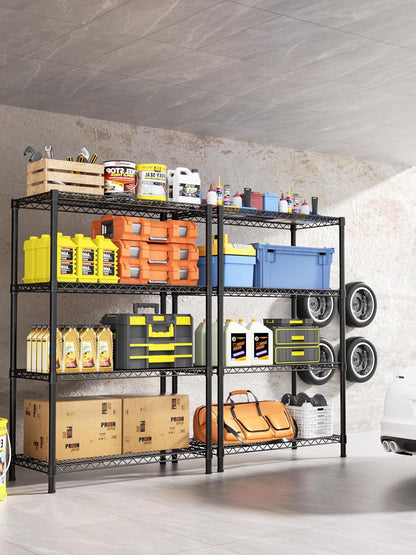 Golpart 4 Tier Adjustable Storage Shelves Metal Utility Shelf Wire Shelving Unit Organizer Rack for Home Kitchen Office Bathroom Pantry Room 12" D x 18" W x 44" H