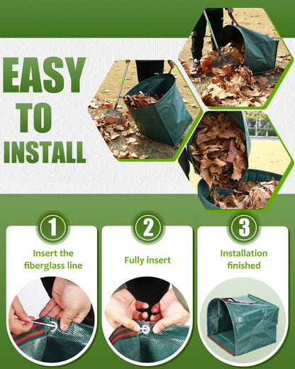 Outdoor Metal Leaf Bag Holder Stand, Fits 30-45 Gal Garbage Bags, Portable | Yard waste bag holder, Garden trash bag frame, Freestanding leaf bag stand, Camping garbage can, Disposable bag holder
