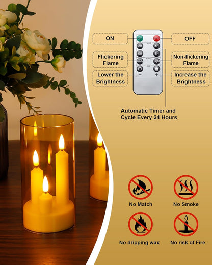 Set of 24 Slim Outdoor LED Candles, Battery Operated Flickering Fake Candles with 10-Key Timers for Patio & Porch Decor, 2.2 Inch Diameter Waterproof Resin Pillars for Large Events & Sconces (White)