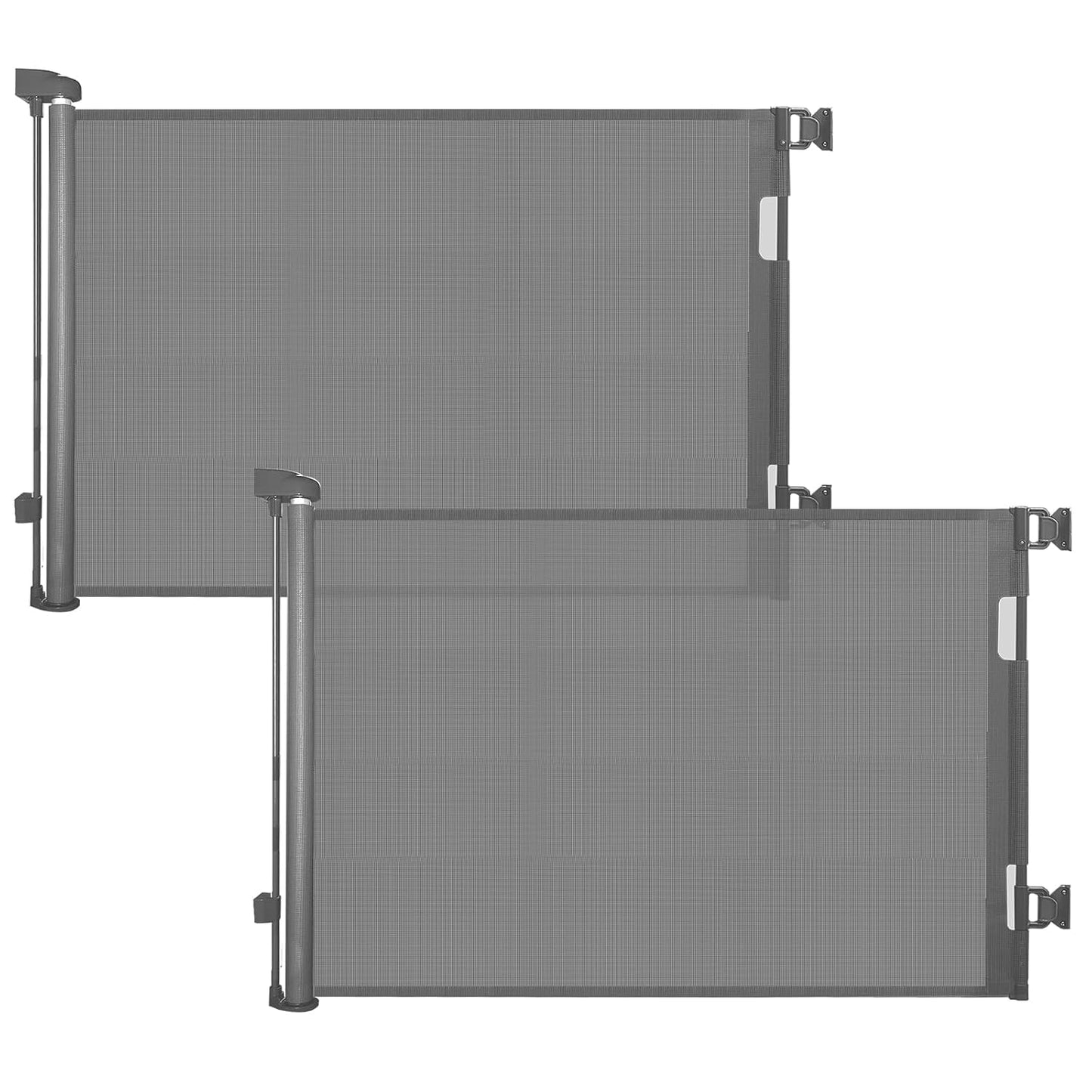 Retractable Baby Gate for Stairs & Doorways, 55" Wide x 33.6" Tall Easy Installation Mesh Dog Gate for Indoor & Outdoor Use,Pet and Dog Safety Gate for Hallways(Grey)