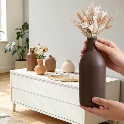 Small Ceramic Modern Decorative Flower Vase Set Farmhouse Vases, 5 Pack | Ornaments for Living Room, Kitchen, Bedroom, Party, Wedding