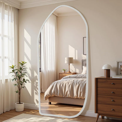 Suidia Full Length Mirror, Oversized Floor Mirror with Solid Wood Frame, Large Standing Mirror for Bedroom Living Room, Wood Art Style, Dark Walnut, 74" L x 32" W