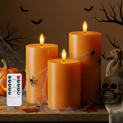 Homemory White Flameless Candles Battery Operated with Remote Timer, 3x3 Real Wax LED Pillar Candle for Home Fireplace Bedroom Living Room Party, Set of 3