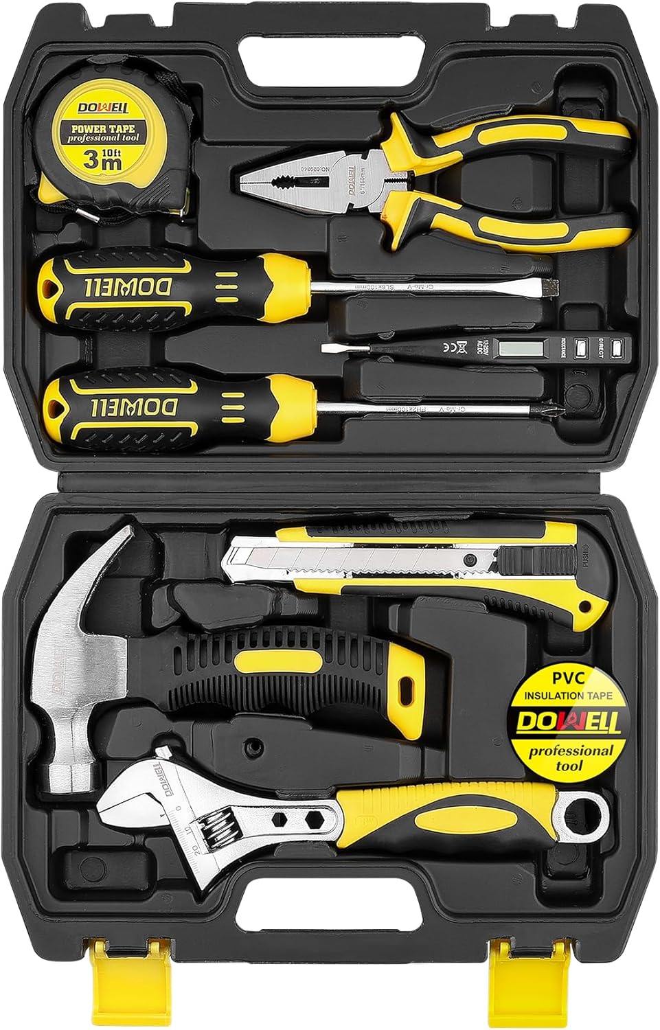 DOWELL 10 Piece Small Tool Kit,Mini Portable Tool Set,Home Repair Hand Tool Kit with Plastic Tool box Storage Case