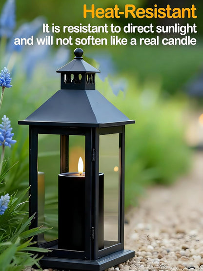 Gmnee 3"x6" Outdoor Waterproof Flameless Candles with Remote and Timers, LED Candles, Battery Operated Candles, Electric Fake Pillar Candles for Patio, Porch, and Lanterns Decor (White, Plastic)