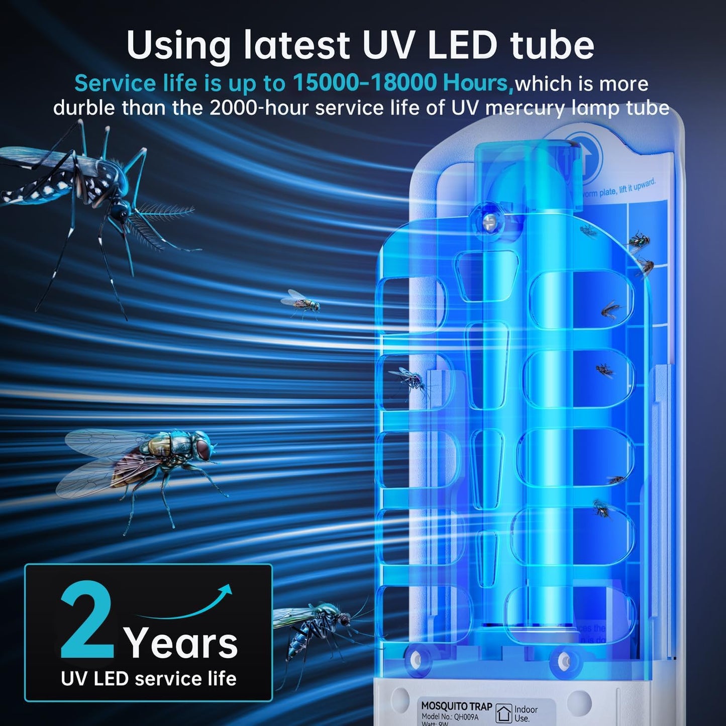 Flying Insect Trap Plug in Mosquito Bug Zapper Indoor Gnat Moth Catcher with 9W Night UV Light, 10 Sticky Glue Board Refills for Home Office