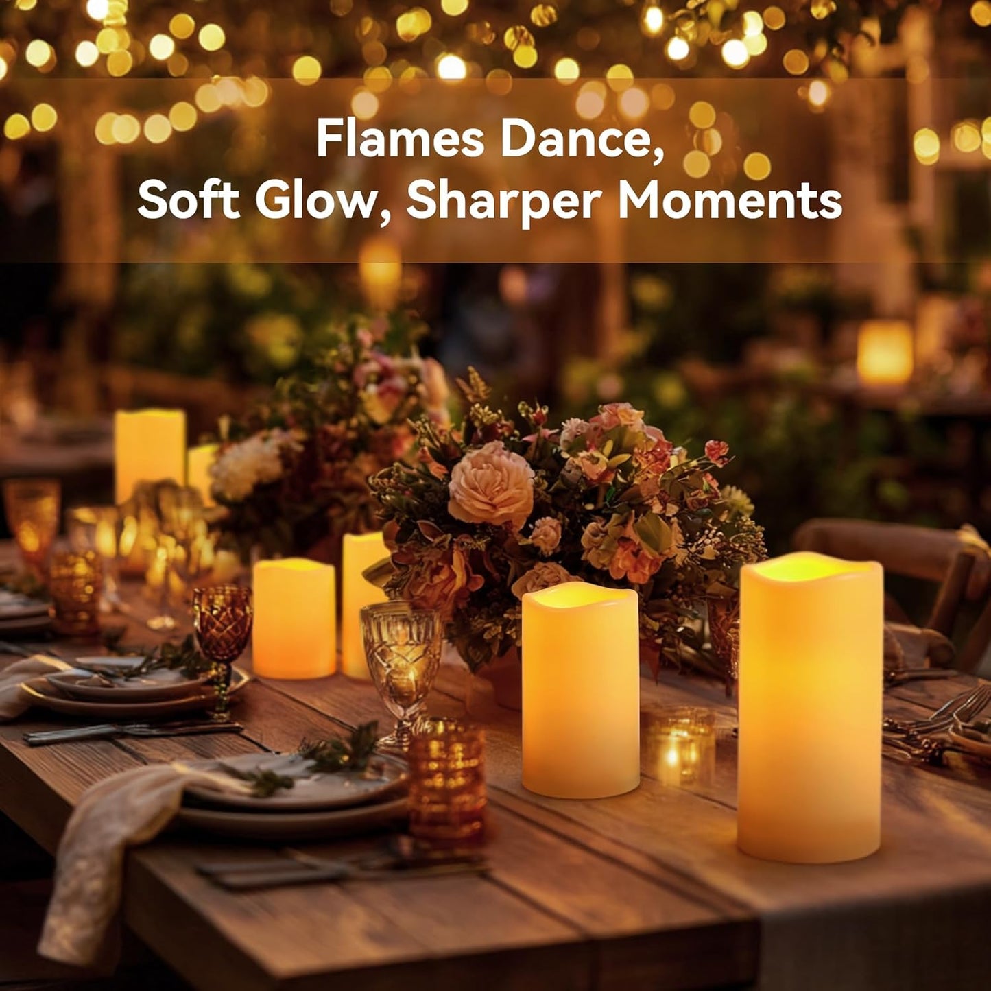 Raycare Outdoor Waterproof Flameless Candles, Battery Operated LED Electric Candles with Remote and Timers, Fake Pillar Candle for Patio, Porch, and Wedding Decor, Ivory, Set of 3(3"x4" 5" 6")