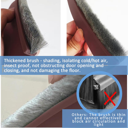 2-Pack Door Draft Stoppers with Brush, Door Sweep for Exterior/Interior Doors - Soundproof, Dust/Noise/Hot or Cold Air Insulation, 2" W x 39" L (White)