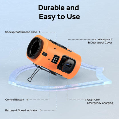 AMACOOL Portable Waist Fan Clip On, MAX 40H Work Time, 10000mAh Rechargeable Wearable Shirt Fan with Light, 16000RPM Powerful 5 Speed Belt Fans Personal Cooling Fans for Outdoor Jobsite Camping Travel