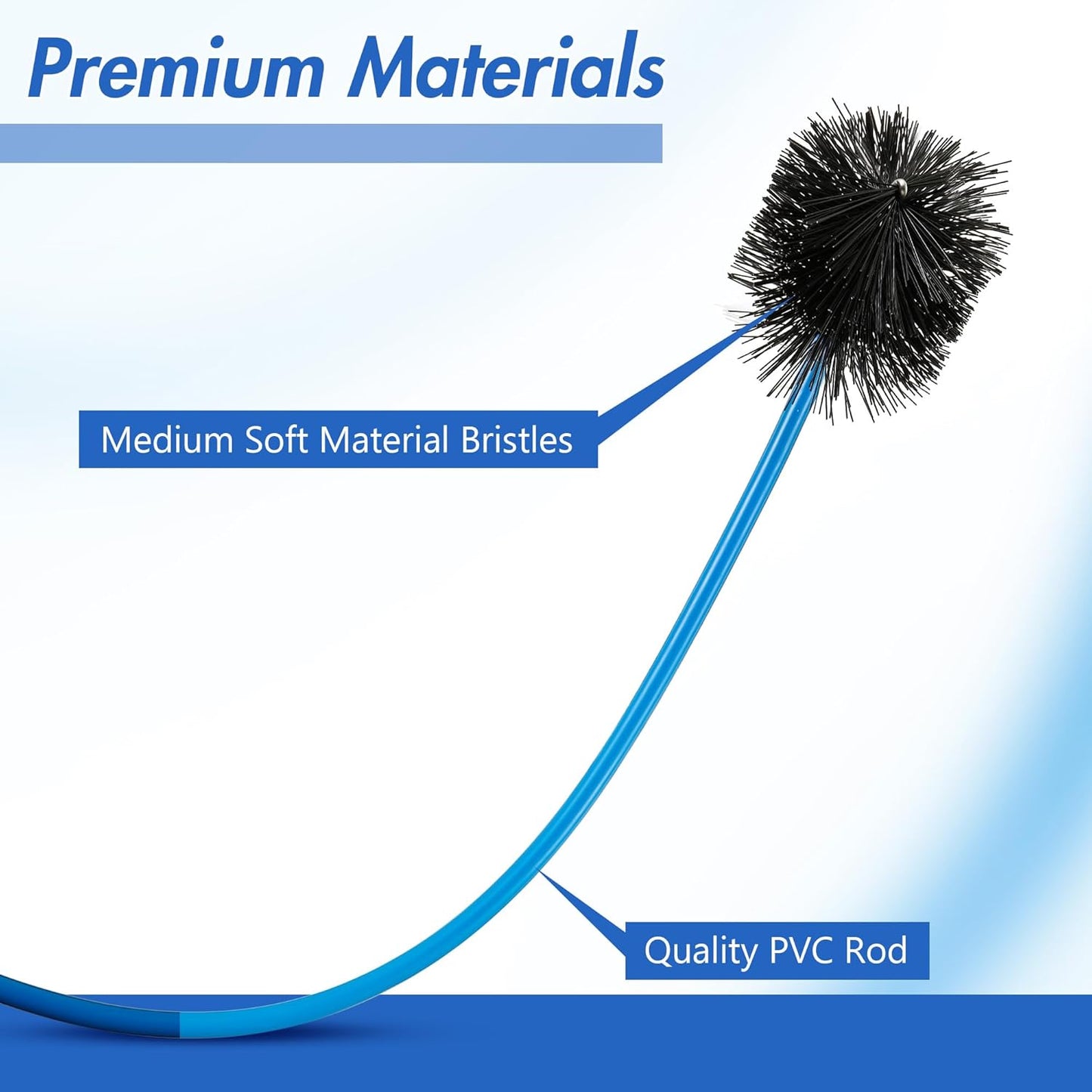 3 Pcs Condensate Trap Flexible Drain Brush, 48 Inch AC Drain Line Cleaning Brush for AC & HAVC Condensate P Trap, Black