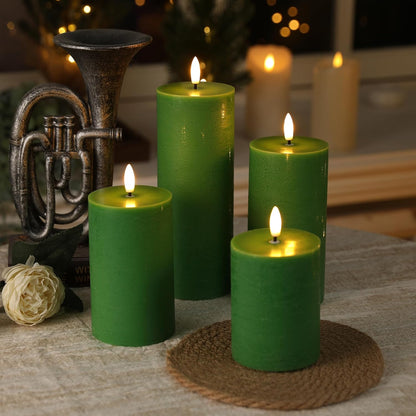 LUSHARBOR Flameless Candles, 4 Pack Battery Operated Candles with Remote, Real Wax LED Fake Candles with Timer Flickering for Christmas Wedding Home Party D3 H 5" 6" 7" 9" White