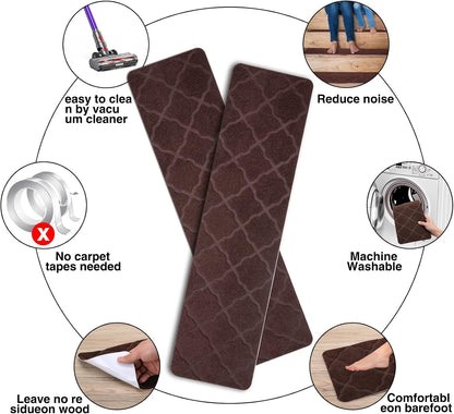 Stair Treads for Wooden Steps 15pcs - 8x30in Carpet Stairs Runner Indoor Non-Slip Stair Mats for Kids Elders and Pets