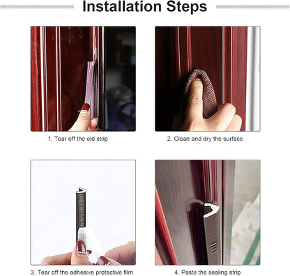 Weather Stripping for Door/Windows X 18 Feet Long, V Shape Adhesive Weather Strip Door Frame/Windows Frame Seal PU Foam Strip Weather Seal Door Insulation Anti Collision Soundproof (Black)
