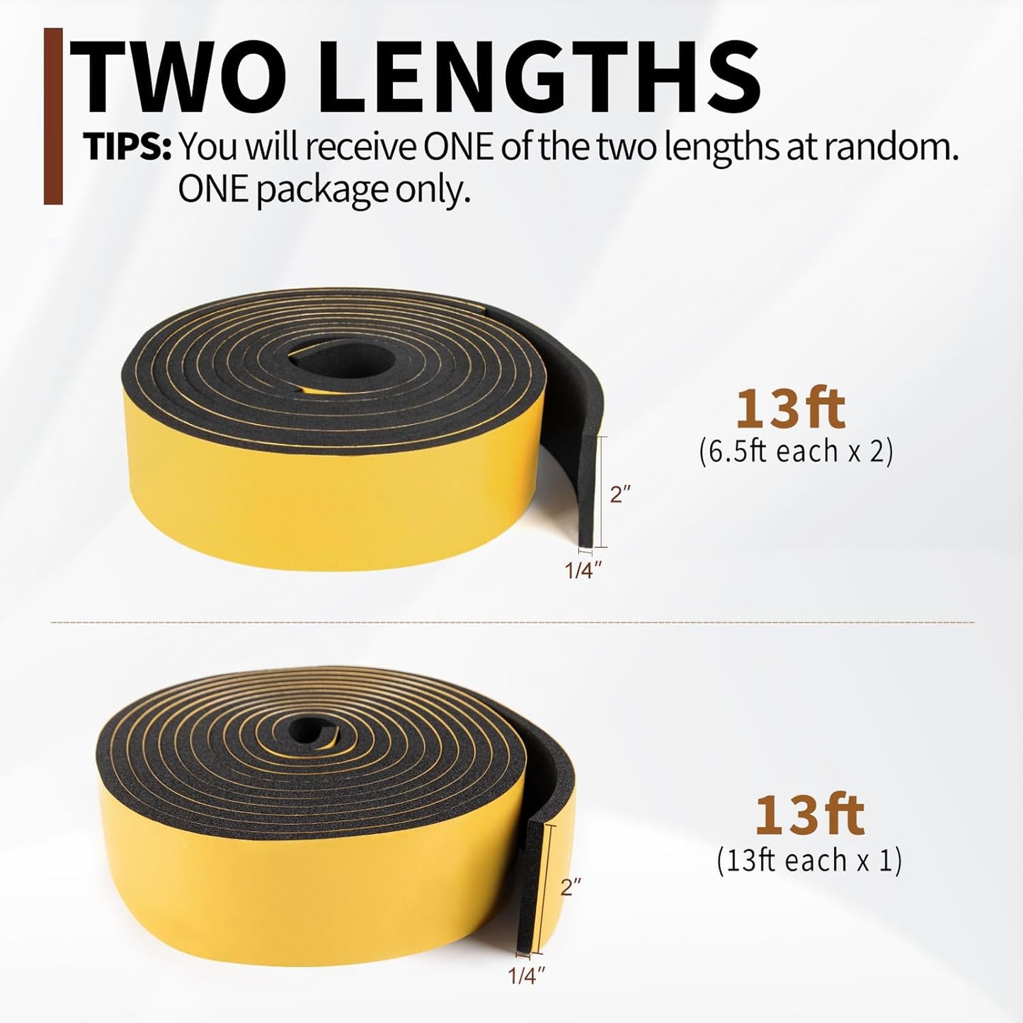 Yotache Self Adhesive Foam Gasket Tape 1/2" W X 1/2" T (New Adhesive Craft) for Doors Soundproofing Weather Seal Strip Insulation, 13 Ft Length