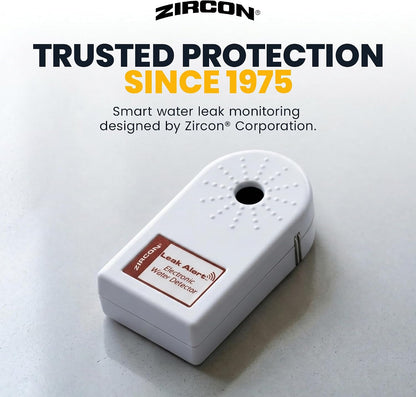 Zircon Leak Alert Water Leak Detector & Flood Sensor Alarm/Water Leak Sensor with Dual Leak Alarms 90Db Audio/Battery Powered (2 Pack) Batteries Not Included (72311) White