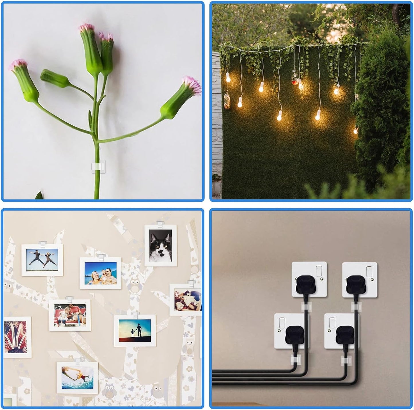 PETKNOWS 80PCS Adhesive Cable Clips Clear Light Strip Mounting Clips | Clear Acrylic, Desk Outdoor Wall, Organizing Wire Managing Cord, Self Adhesive Light Strip Mounting Clips