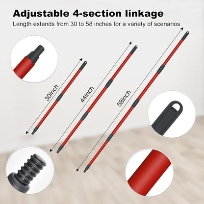 Mop Handle Mop Replace Heads and Mop Base Brush Replacement for O Cedar EasyWring 1-Tank System Include 3 Spin Mop Replacement Head, 4-Section Mop Handles, 1 Base and 1 Scrub Brush Combo