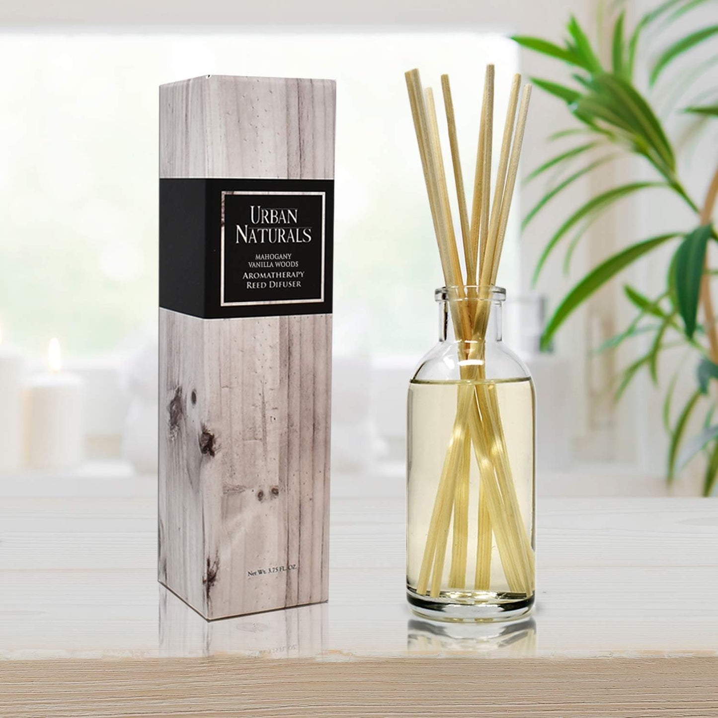 Urban Naturals Smoked Vanilla Reed Diffuser Set with Vanilla Bean, Sandalwood & Leather | Made in the USA - Colors A