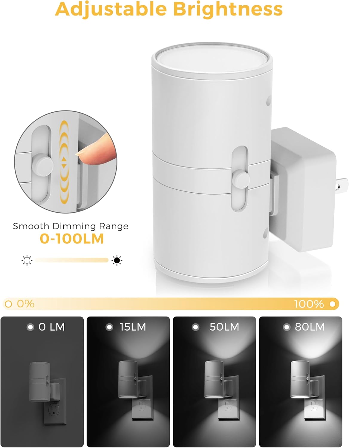 L LOHAS LED Night Light Plug in, Night Lights Plug into Wall, Light Sensor, 0-100LM Soft White 3000K, Dimmable Night Light, Modern Nightlight for Kids Bathroom Hallway Bedroom Kitchen Stairway, 2 Pack