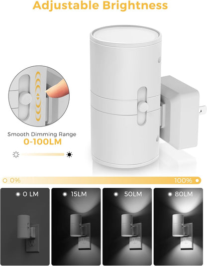L LOHAS LED Night Light Plug in, Night Lights Plug into Wall, Light Sensor, 0-100LM Soft White 3000K, Dimmable Night Light, Modern Nightlight for Kids Bathroom Hallway Bedroom Kitchen Stairway, 2 Pack