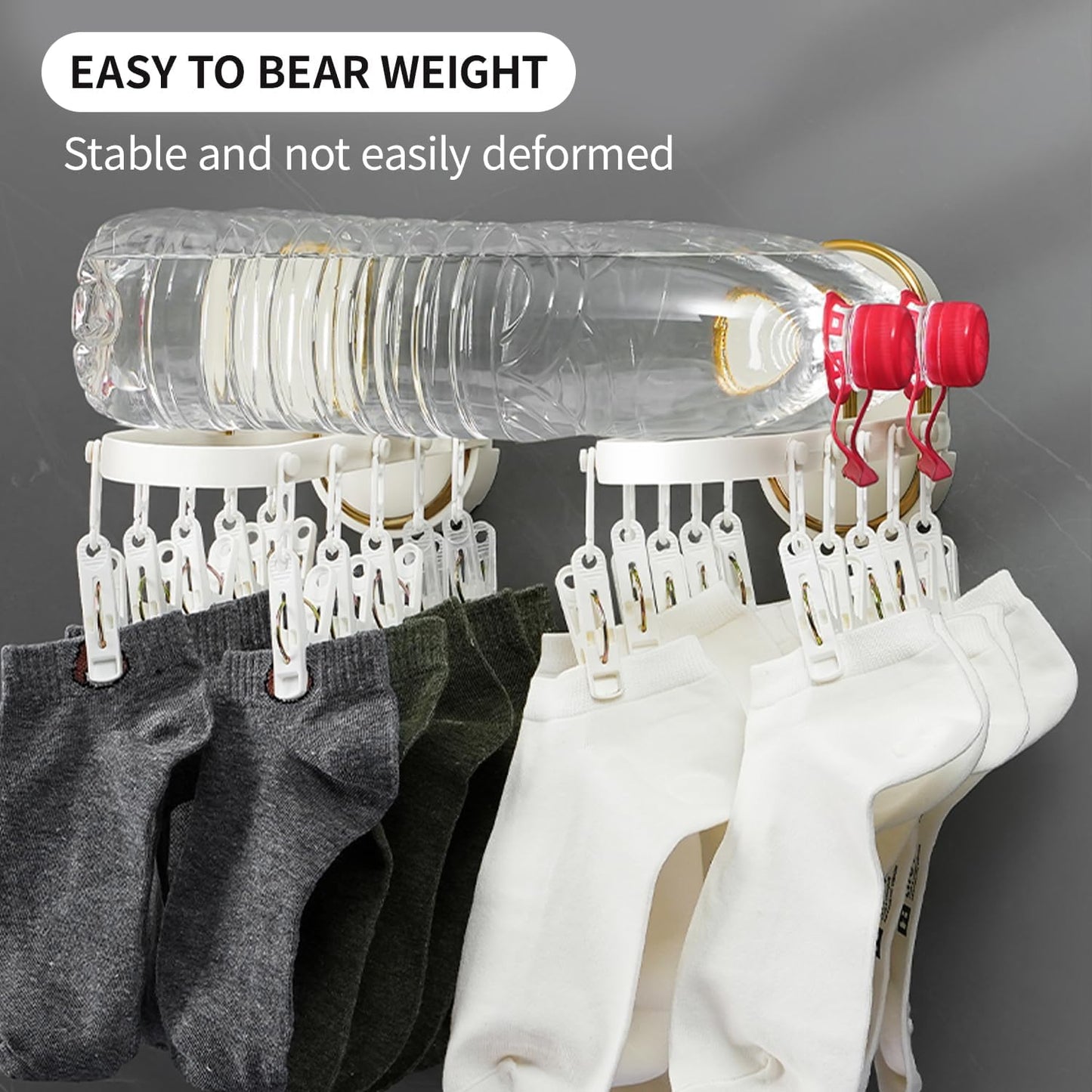 Wall-Mounted Foldable Laundry Rack with 11 Built-in Clips - Space-Saving Retractable Clothes Drying Organizer for Socks/Underwear, No Extra Hangers Needed, Collapsible Design for Bathroom/Balcony