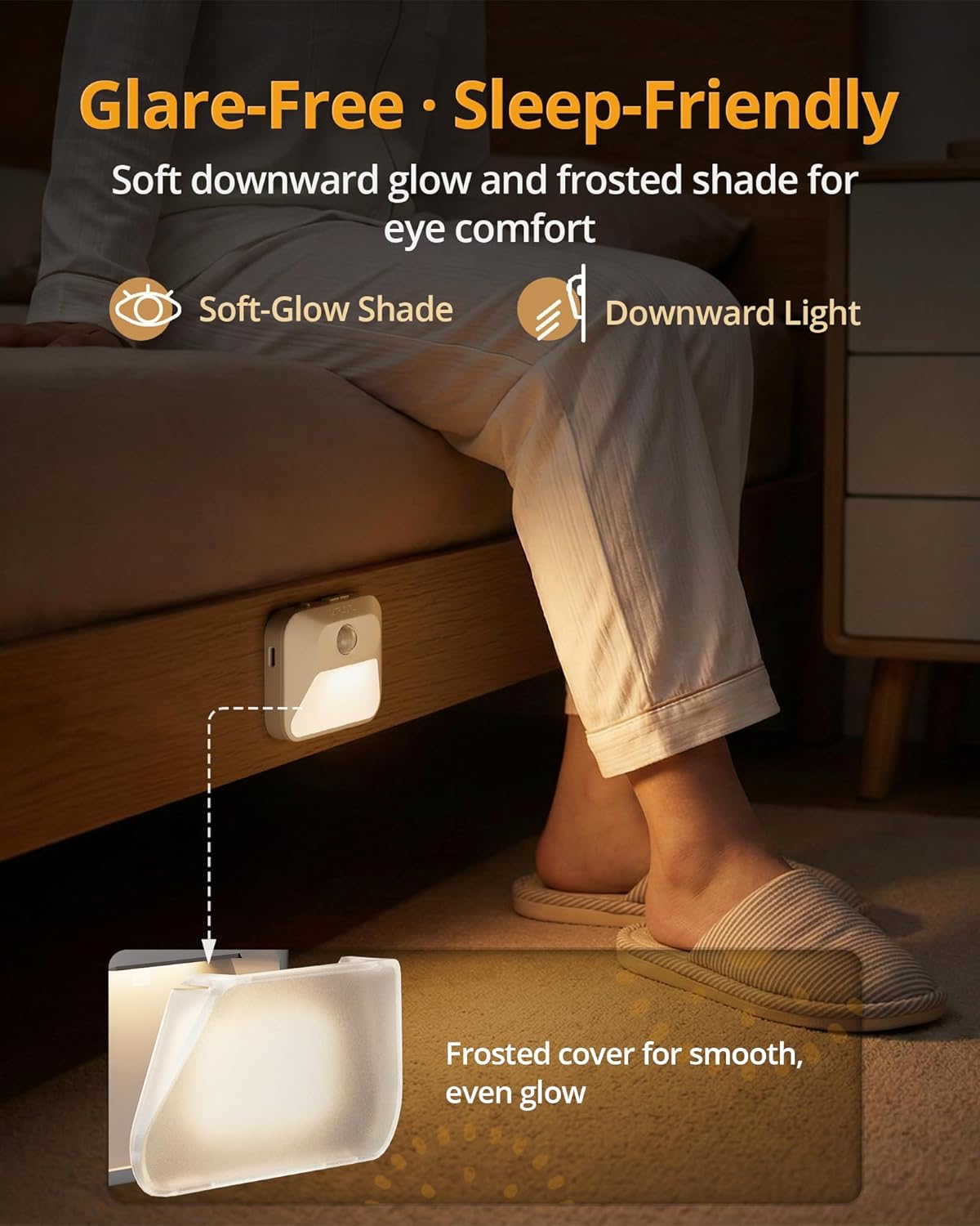 Lyridz Rechargeable Sync Motion Sensor Night Lights with 3-in-1 Charging Dock, Stepless Dimmable Indoor Step Light for Stairs, Hallway, Bathroom, Bedroom, Pets and Nursery, 3 Pack