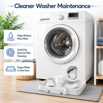Washing Machine Drain Funnel Tray, Universal Washer Drain Tray and Water Catcher Guide for Front Load Filter Cleaning, Laundry Pump Maintenance Accessory，1pcs